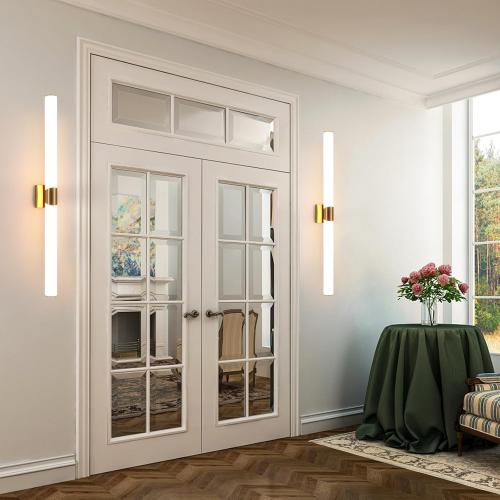 Modern Wall Sconce 39 Ihch Gold Bathroom Sconces LED Wall Lighting Fixtures with Acrylic Shade Hardwired Long Vanity Lights Over Mirror for Bedroom Living Room Hallway