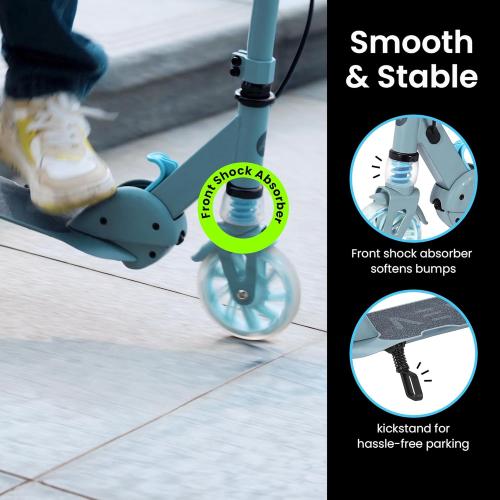 Aero Scooter for Kids 5-8 | Dynamic Lights, Hand Brake & Shock Absorption | Boys Girls 2 Wheels Kick Scooter | Foldable & Height Adjustable