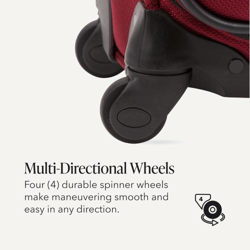 SWISSGEAR Sion Softside Expandable Spinner Luggage Durable Lightweight Travel Suitcase, Burgundy, Checked-Medium