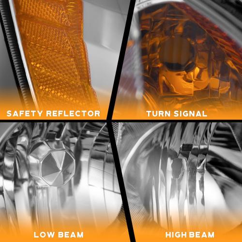 for 2005-2006 Honda CR-V 4-Door Sport Utility Headlights for 2005 2006 Honda CRV Pair Headlamp Chrome Housing Amber Reflector Left Right Side