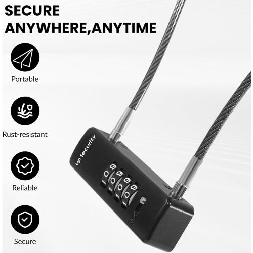 Combo Cable Bike Lock, 4 Digit Combination Lock for Outdoor Fence Gate, Luggage Safe, Scooter, U Cable Lock with Code, for Refrigerator, Cabinet (23.6(60cm) Cable, Black)
