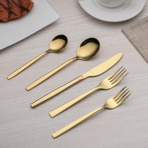 20 Piece Flatware Set, 20 Pieces Golden Silverware Set, Golden Cutlery Set, Service for 4 (shiny Gold)