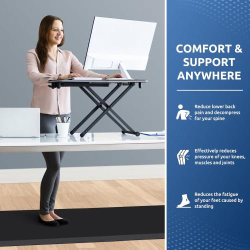 KitchenClouds Kitchen Mat Cushioned Anti Fatigue Rug 22x72 Waterproof, Non Slip, Standing and Comfort Desk/Floor Mats for House Sink Office (Black,0.8inch)