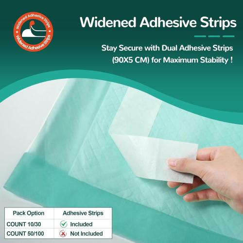 Bed Pads with Adhesive Strips 30''X36'', 30 Count | Extra Large XL Underpads | Secure & Waterproof Chucks for Incontinence Care | for Adults, Seniors, Kids & Pets
