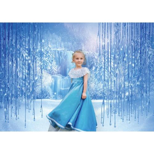 Aperturee Christmas Winter Backdrop, 7X5ft Birthday Party Decorations Frozen Crystal Pendant Ice and Snow White World Photography Background for Children Photo Studio Props