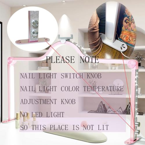 KEDAO Nail Light for Desk Half Moon Light for Nail Desk 34Inch Foldable LED Table Lamp Manicure for Table Adjustable Dimmable Half Moon Lamp for Lash Beauty Tattoos Crafts Gold