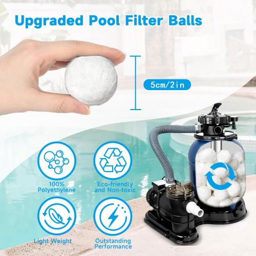 5 Lbs Pool Filter Balls for Sand Filter, Reusable Eco-Friendly Pool Filter Balls (Equals 155 lbs Pool Filter Sand) with Wash Bag, Filter Balls for Swimming Pools, for Aquarium Tank & Filter Pumps