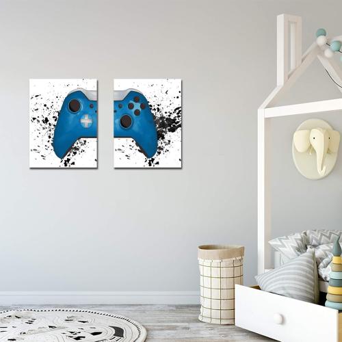 Gaming Artwork Gamer Canvas Wall Art Race Game Room Poster Prints Gamepad Posters Wall Pictures Canvas Painting Artwork Gaming Decor for Boys Room Gamer Decor Video Game Wall Art 16x24Inchx2 Unframed