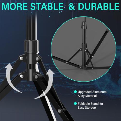 UBeesize 14'' LED Foldable Ring Light with 62'' Tripod Stand, Selfie Ring Light for Video Recording, Live Streaming, TikTok & YouTube, Compatible with iPhone & Android (Black)