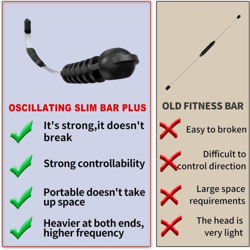 OSCILLATING SLIM Fitness Bar for Workout,Elastic Exercise Bar, Vibration Weight Stick,Body Physical Therapy,Core Strength Training,Arm Shoulder Stretch At Home Gym.