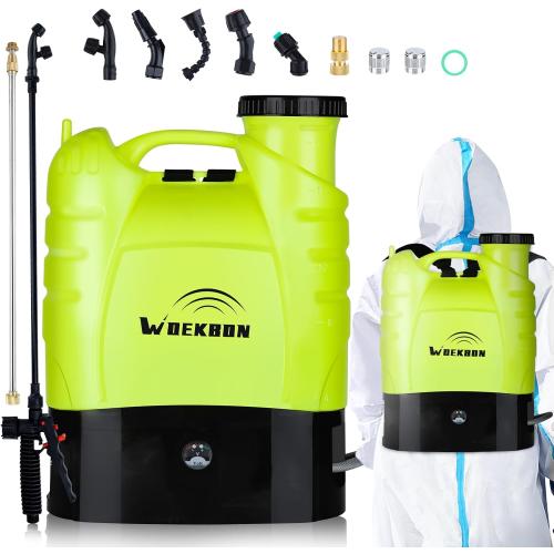Size 4 Gallon Battery Powered Backpack Sprayer Electric Garden Pump Sprayer with Lithium Battery for Long Time Spray Brass Telescope Wand and Multiple Nozzles for Spraying Cleaning