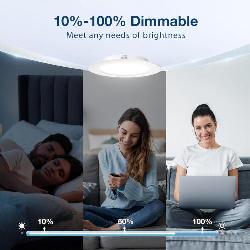 Amico 24 Pack 4 inch 5CCT LED Recessed Lighting, Dimmable, 8.5W=60W, 650LM, 2700K/3000K/4000K/5000K/6000K Selectable, Retrofit Can Lights with Baffle Trim, IC Rated - ETL & FCC, White