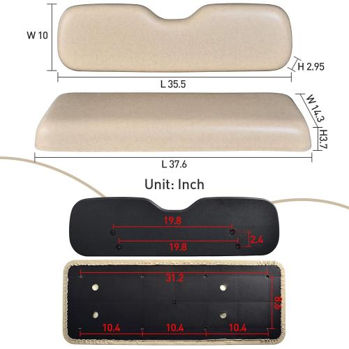 NOKINS Universal Golf Cart Rear Seat Replacement Cushions for Club Car EZGO Yamaha Golf Cart Back Seat