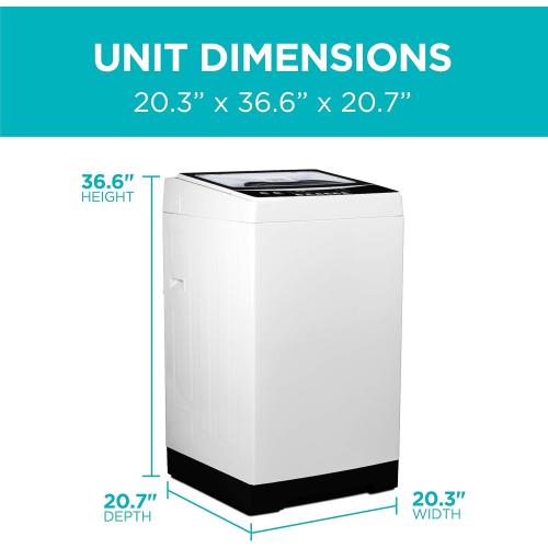 BLACK DECKER Small Portable Washer, Washing Machine for Household Use, Portable Washer 1.7 cu.Ft with 8 Cycles, Transparent Lid & LED Display