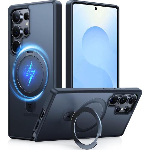 TORRAS Upgraded Magnetic & Stand for Samsung Galaxy S25 Ultra Case, [Fit for Magsafe] [12FT Mil-Grade Drop Protection] Shockproof Translucent Slim for Samsung Galaxy S25 Ultra Case, Black