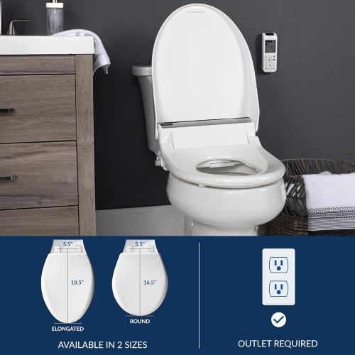 Bio Bidet BB2000 Luxury Electric Bidet Seat with Warm Water Wash & Air Dryer, Heated Seat, Remote Control & Deodorizer, Round