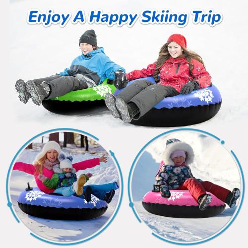 Snow Tube, 3Packs/4Packs for Whole Family Inflatable Snow Sled for Kids and Adult, Thickened Heavy Duty Hard Bottom Sleds for Snow with Handles, Snow Toys for Outdoor Sledding Snow Tube Sports