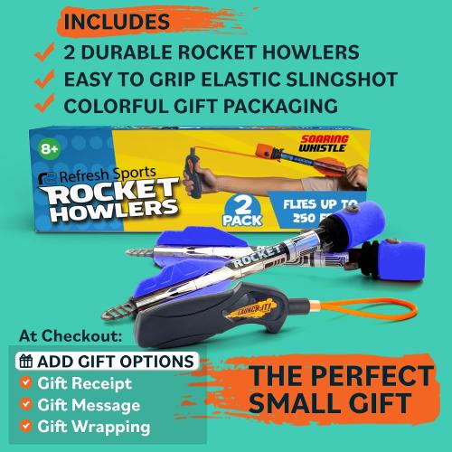Toy Rocket Launcher for Kids: Best Outdoor Toys Slingshot Rockets Launchers Air Foam Rockets Games for Boys & Girls All Ages. Party Favor Easter Basket Stuffers & Great Gifts for Ages 8 9 10 11 12