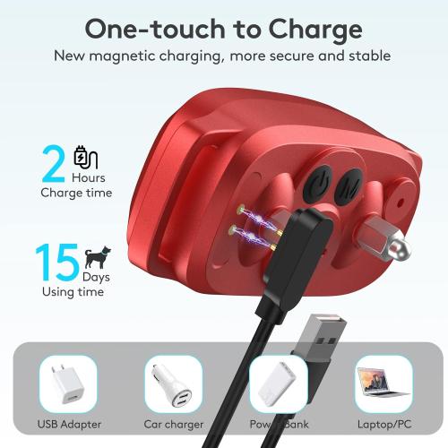 Bark Collar, Rechargeable Dog Bark Collar with 5 Adjustable Sensitivity and Intensity Beep Vibration Shock, Anti Barking Collar for Small Medium Large Dogs… (Red)