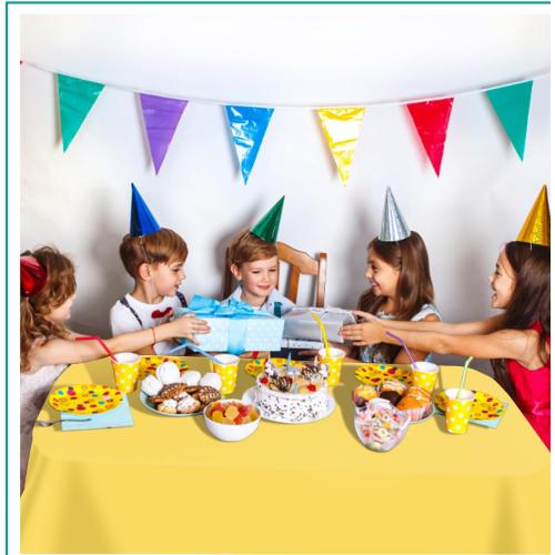 tujol Yellow 6 Pack Plastic Table Cloth 54 x 108, Disposable Tablecloths Rectangle Table Cover, Plastic Tablecloths for Parties