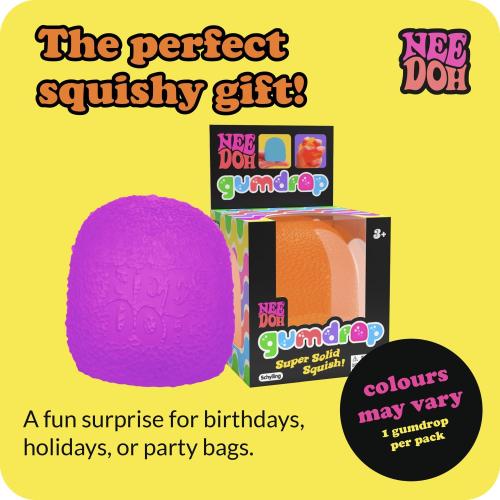 Schylling NeeDoh Gumdrop - Textured Sensory Toy with Super Solid Squish - 2.5 Tall - Colors May Vary (Pack of 1) | Sensory Squish Toy with Super Solid Squish