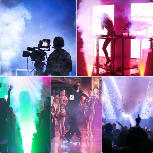 1500W Fog Machine with Lights 24 RGB LED Stage Smoke Machine Vertical Halloween Smoke Machine DMX/Wireless/Manual Control 2.5 Liters with 20000 CFM for Wedding Christmas Party Outdoor Indoor