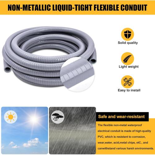 1-1/2 inch Liquid-Tight Conduit Kit, Flexible Non Metallic Electrical Conduit and Connector Kit,