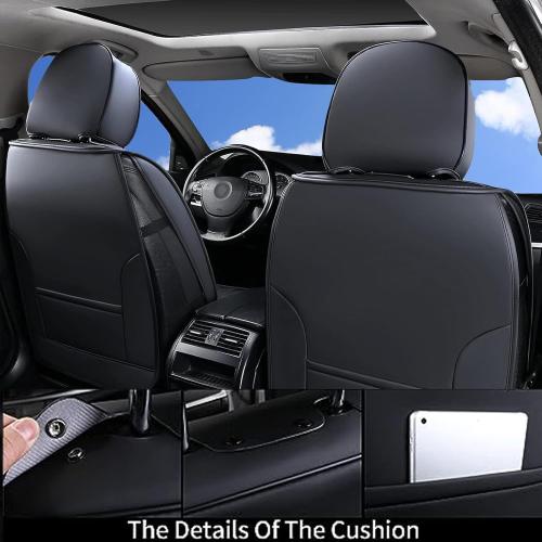 COLOR CREAM Coverado Front Seat Covers, 2 Pieces Universal Seat Covers for Cars, Waterproof Nappa Leather Sideless Car Seat Cushions Protective Auto Accessories, Universal Fit for Most Sedans SUV Pick-up, Black