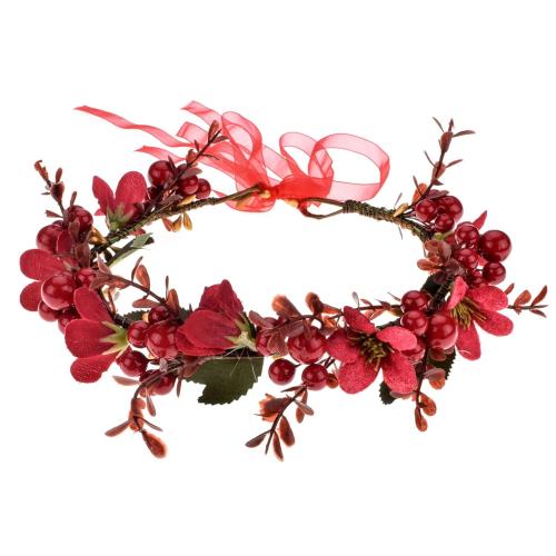 Red and Green TOECWEGR Christmas Headband Flower Crown Floral Wreath Red Berry Pine Cone Crown Forest Woodland Wedding Halo (SD-A)