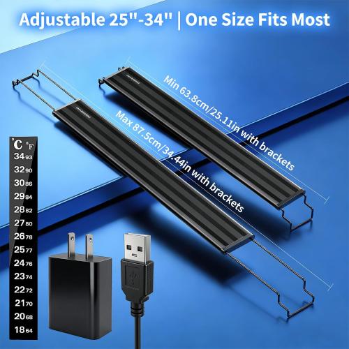 Aquarium Lights for Fish Tank 20 gallon, 24-30in Aquarium Plant Light USB Full Spectrum Fish Tank LED with Timer 6/8/12H ,Memory Function,Adjustable Brightness (Plug and Temp Strip Included)
