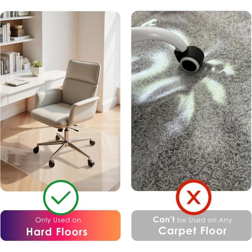 Kuyal Clear Chair mat for Hard Floors 36 x 48 inches Transparent Floor Mats Wood/Tile Protection Mat for Office & Home (36 X 48 Rectangle)