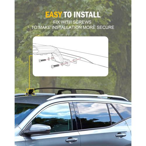 220lbs Cross Bar Roof Rack Fit for GMC Terrain 2018-2024 Cargo Carrier Crossbar Rooftop Accessories (with Side Roof Rails)