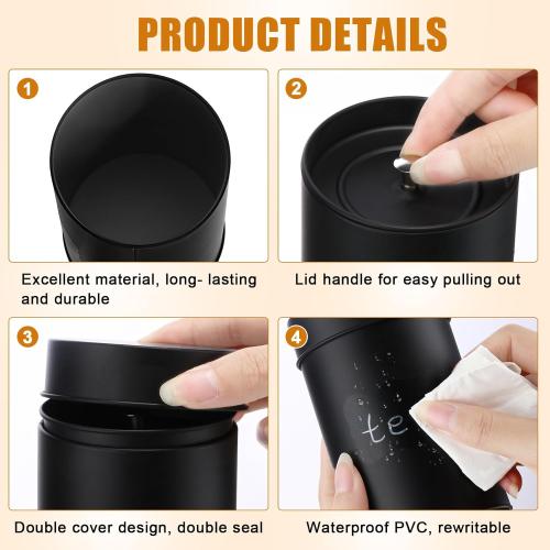 Tanlade 10 Pcs Tea Tin Canister Metal Round Can with Airtight Lid Double Sealed Tea Tin Canisters, with 1 Erasable Chalk Marker and 16 Stickers for Loose Leaf Coffee Sugar, 16 oz (there are some dents)