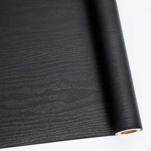 Abyssaly Black Wood Peel and Stick Paper 39.6 in X 115 in Decorative Self-Adhesive Contact Paper Film for Furniture Easy to Clean Thickening Upgrade Increase Stomata and Reduces Bubble Generation
