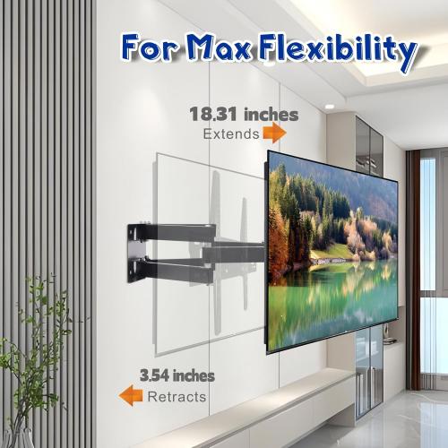 TV Wall Mount Bracket for Most 32-85 Inch TVs, Full Motion TV Wall Mount with Articulating Dual Arms Fits 8.6 Studs, Max VESA 600 x 400mm, Holds up to 110lbs Load