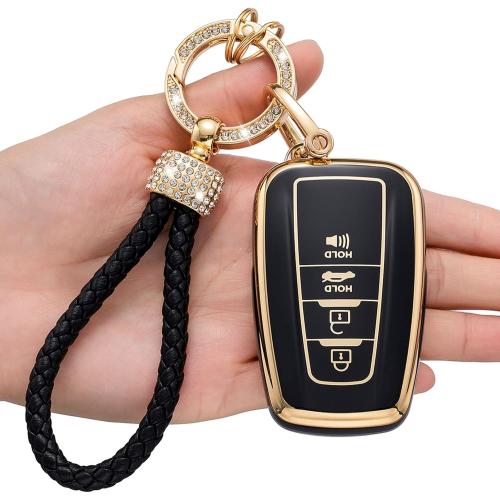 for Toyota Key fob Cover,Compatible with 2018-2022 RAV4 Highlander Avalon C-HR Prius Corolla Smart Key Premium Soft TPU Anti-dust Full Protection