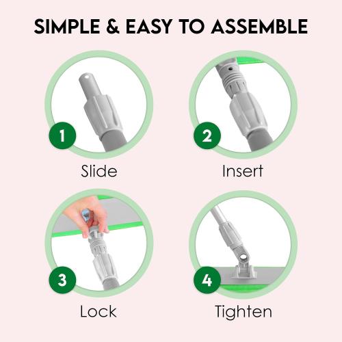 Turbo Microfiber Mop Floor Cleaning System - 18-inch Dust Mop with 4 Reusable Pads for Hardwood and Tile, 360-Spin Floor Mop Head & Extendable Handle - Household Cleaning Tools