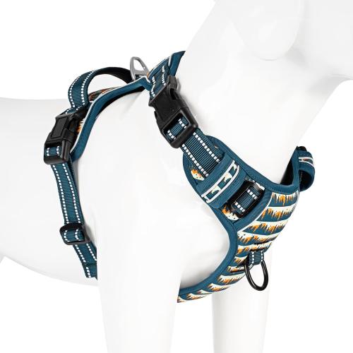 Size XL Timos Dog Harness, 3 Snap Buckles No-Pull Soft Padded Dog Vest with 2 Metal Leash Clips, Adjustable Reflective No Choke Pet Harness with Easy Control Handle for Small Dogs, Sunset Valley,