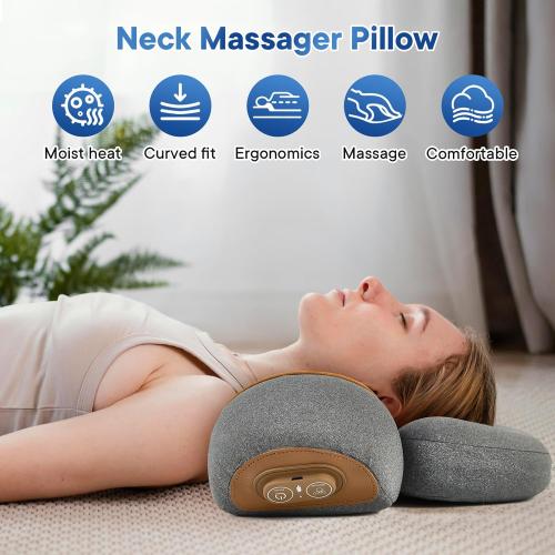 Upgraded Neck Massager Pillow, 3-in-1 Neck Massager, Traction Massage with Heat, Neck Pillow for Shoulder Pain, Deep Tissue Pain Relief,Rechargeable TheraPillow