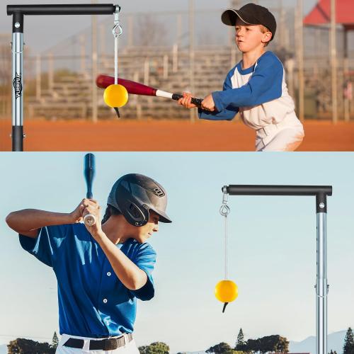 Baseball Softball Batting Tee with Tethered Ball, Auto Reset Baseball Swing Trainner, Softball Hitting Trainner, Height Adjustable 20-45 inches Hitting Tee Improve Swing Power,Accuracy