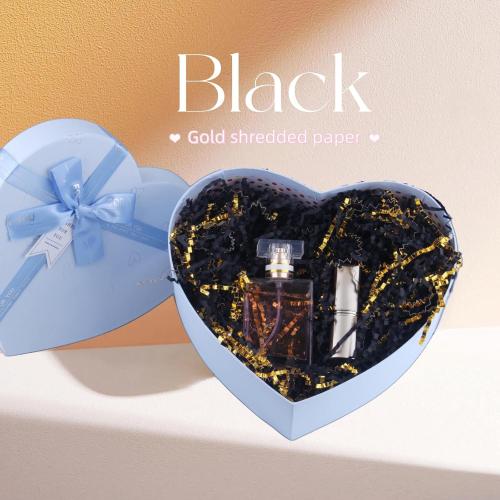 LDKGHE 4 oz Crinkle Cut Paper Shred Filler for Gift Wrapping Baskets Filling Box Birthdays Christmas Thanksgiving Easter Weddings Valentines Mother's Day Anniversaries (Black and Gold)