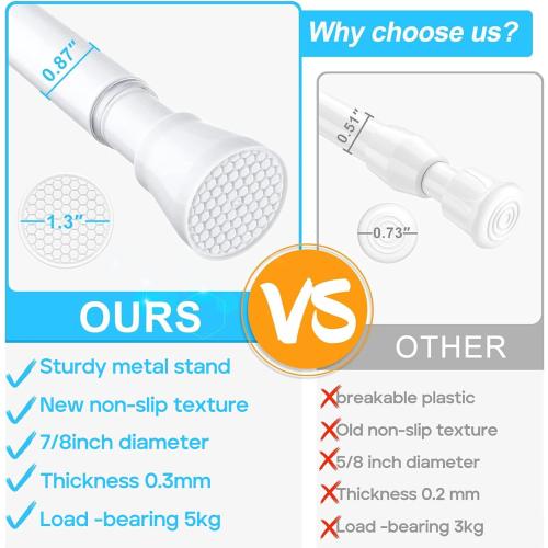White Tension Curtain Rod for Windows 28 to 48 inch, Adjustable Expandable Pressure Spring Curtain Rod No Drilling, 7/8 Curtain Rod for Bedroom Doorway Closet Door
