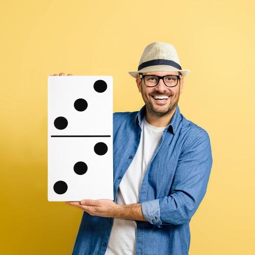 Spiareal 3 Pcs Large Domino Paper Board Puerto Rico Domino Party Decoration 8' x 15' Havana Nights Casino Party Theme Game Prom Night Birthday Wedding(Classic White,Low Dominoes)