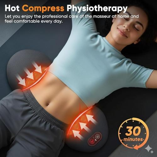 3 in 1 Back Massager for Spine and Lower Back, Electric Lumbar Massager with Heat, Spine Massage Pillow with Traction Support for Home and Office Comfort (Grey)