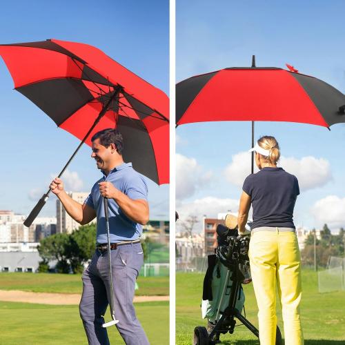 Automatic Open Extra Large Golf Umbrella Windproof Heavy Duty Large Umbrellas for Rain, Oversize Double Canopy Vented Stick Umbrellas for Golf and Outdoor Sports