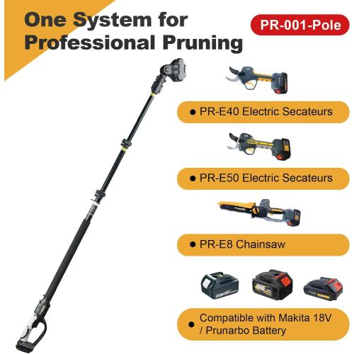 Extendable Pole for Cordless Electric Pruning Shear, Telescopic Pole 4.2-8.2 ft Extension for Gardening Tree Pruner Extended Cutting Reach for Professional Battery Secateurs Heavy Duty