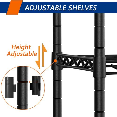 6-Shelf Adjustable Heavy Duty Storage Shelving Unit, Metal Organizer Wire Rack for Laundry Bathroom Kitchen Pantry Closet with Wheels, Black