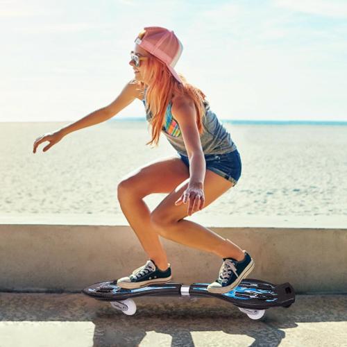 Caster Board, Deluxe Junior Skateboard with Illuminating Wheels for More Excitement,Fun and Visibility, Twistboard for Kids 8 , Upgrade Color‼️light dirt‼️