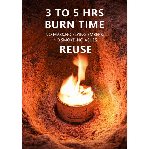 Portable Campfire, Holder and Extinguish Included, Reusable Fire Pit for Camping, Smores, Picnics - Made with Recycled Soy Wax Up to 3-5 Hours Burn Time - Tabletop Fireplace, Emergency Heat - 6 Pack