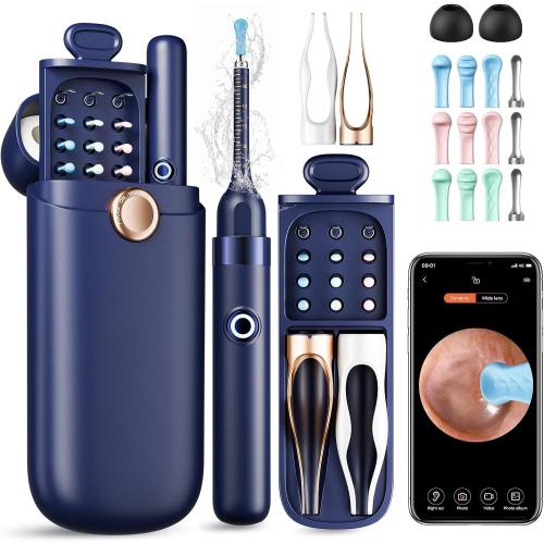 Ear Wax Removal, Ear Cleaner with Camera 1296P HD,Visual Ear Cleaner with 6 LED Lights and Flexible Tip,FSA HSA Eligible Items,Safe Ear Wax Removal Kit with Camera,Ear Cleaning Tool for Family Gifts